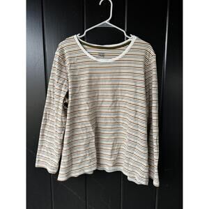 Editions Woman Striped Long Sleeve Top Women’s 2X Neutral Stretch Tee